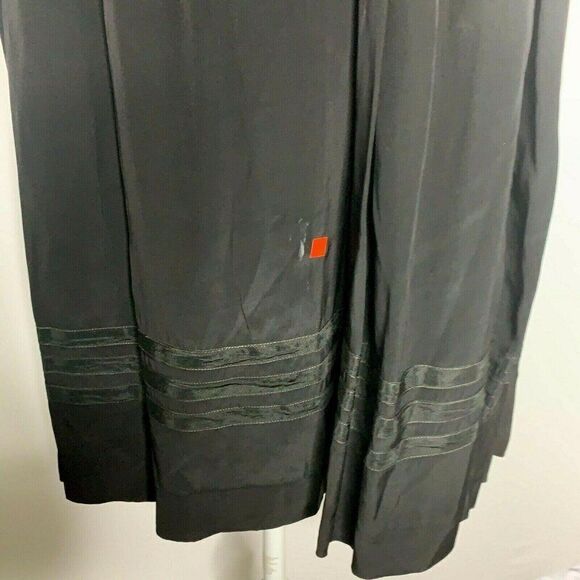 Vintage 40s Large Collar Shirt Dress M Black Buttons Gathered Waist Study Repair - Picture 8 of 12